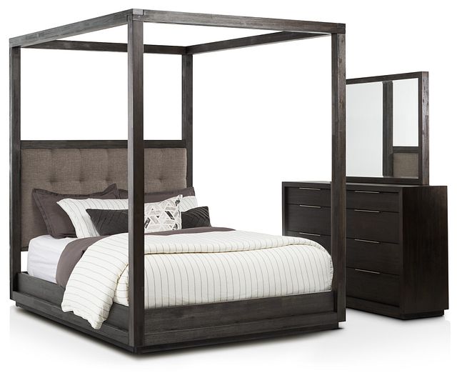 Madden Gray Fabric Canopy Bedroom (0)